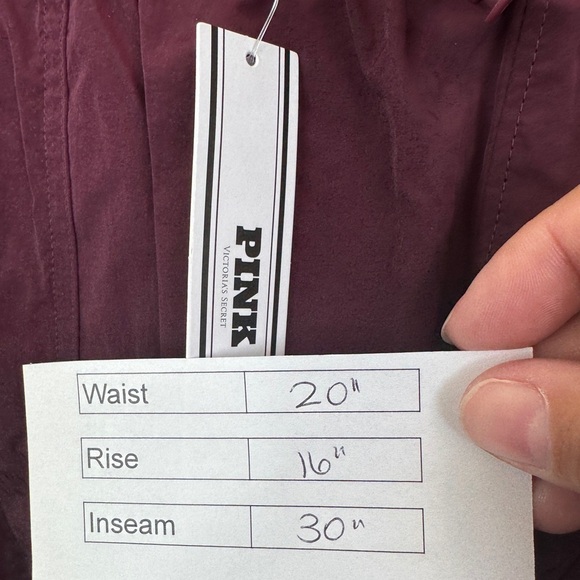 PINK Victoria's Secret Satin Parachute Cargo Pants Burgundy - Picture 15 of 15